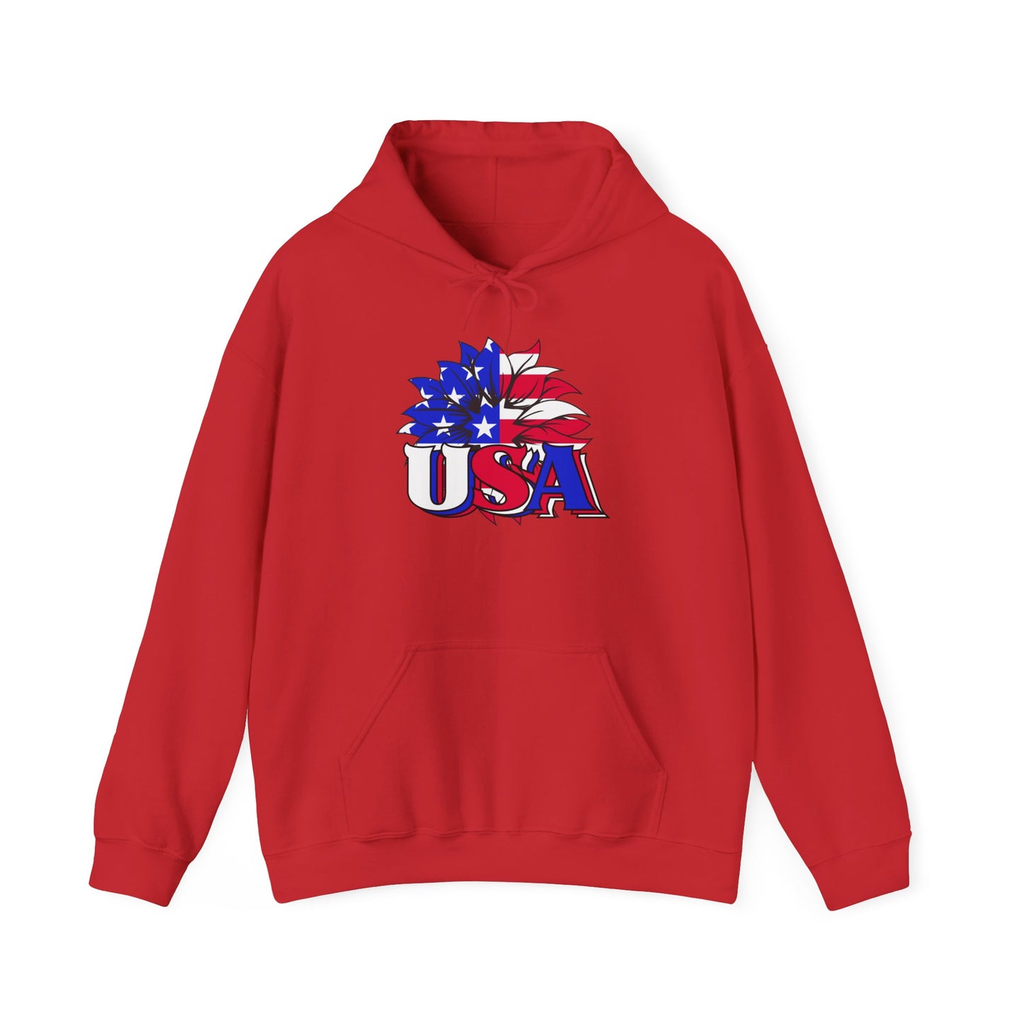 USA Red White & Blue Sunflower Heavy Blend™ Hooded Sweatshirt