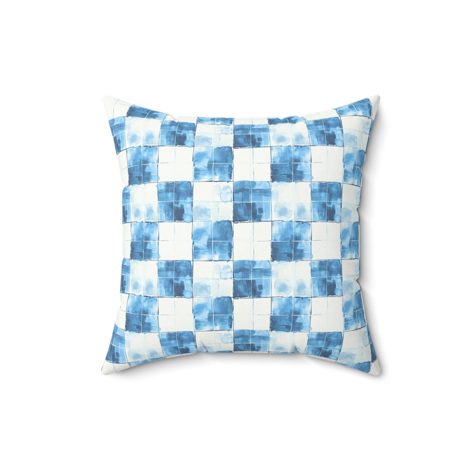 Cozy Blue Checkered Throw Pillow