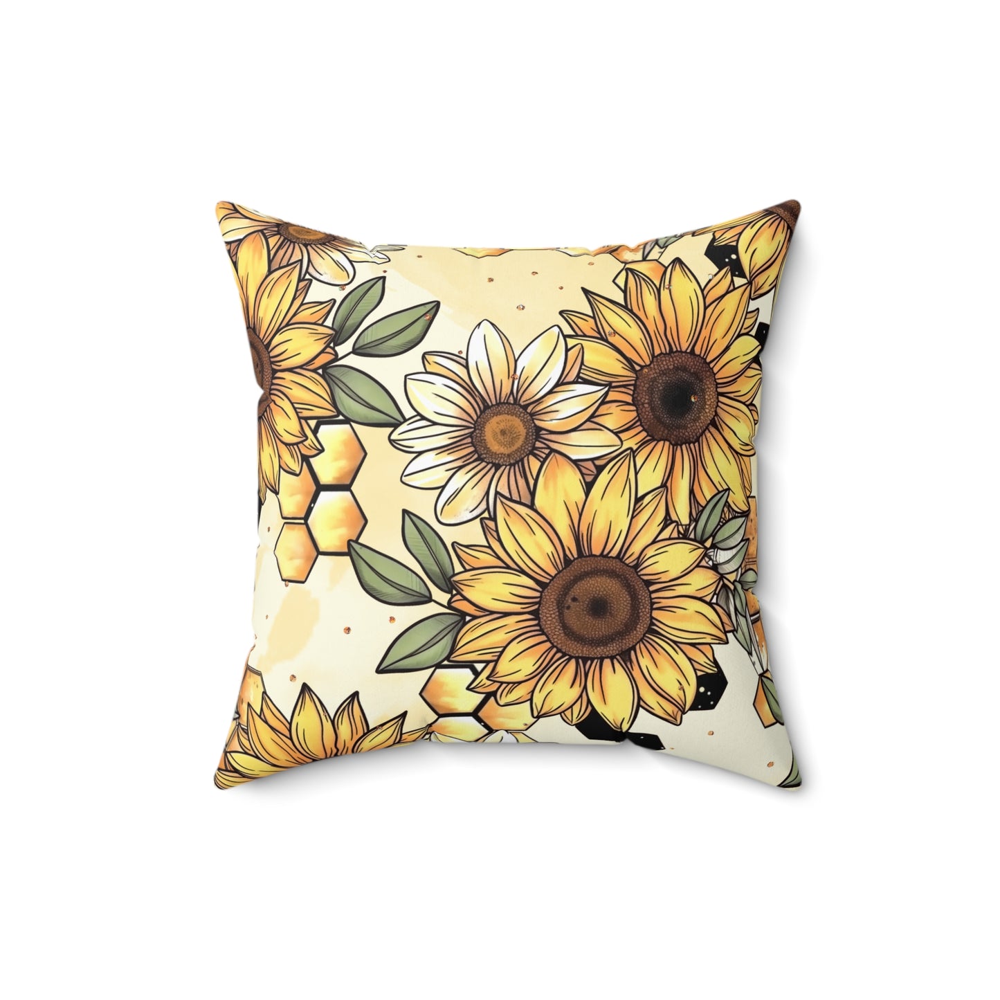 Honeycombs & Sunflowers Throw Pillow