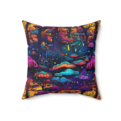 Psychedelic Spore Forest Throw Pillow