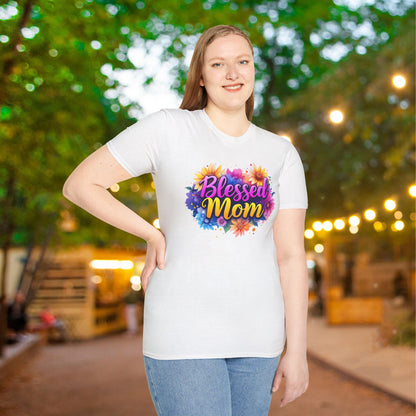 Blessed Mom (Vibrant Floral) Adult T-shirt