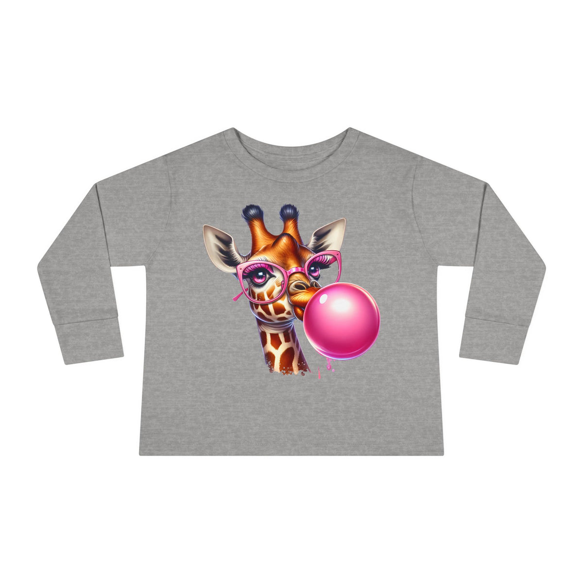 Girraffe Blowing Bubble Toddler Long Sleeve Tee