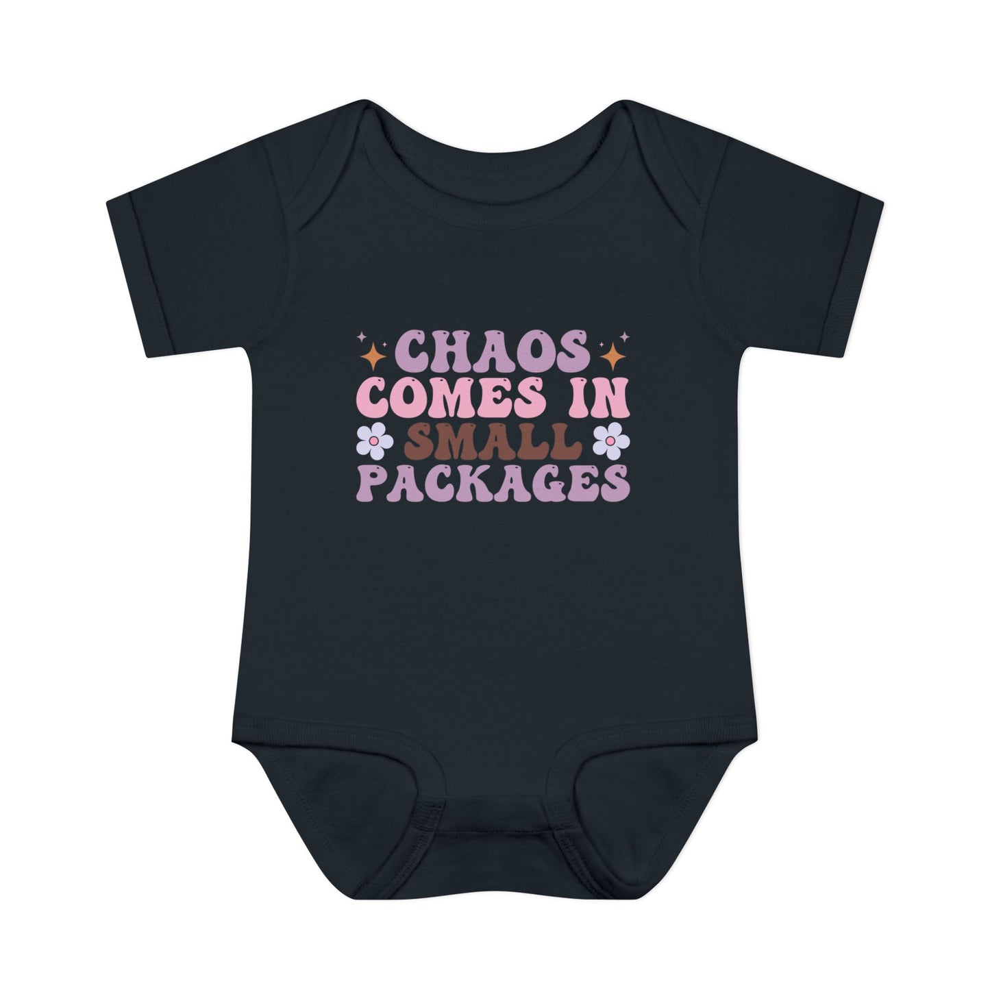 Chaos Comes In Small Packages Baby Rib Bodysuit