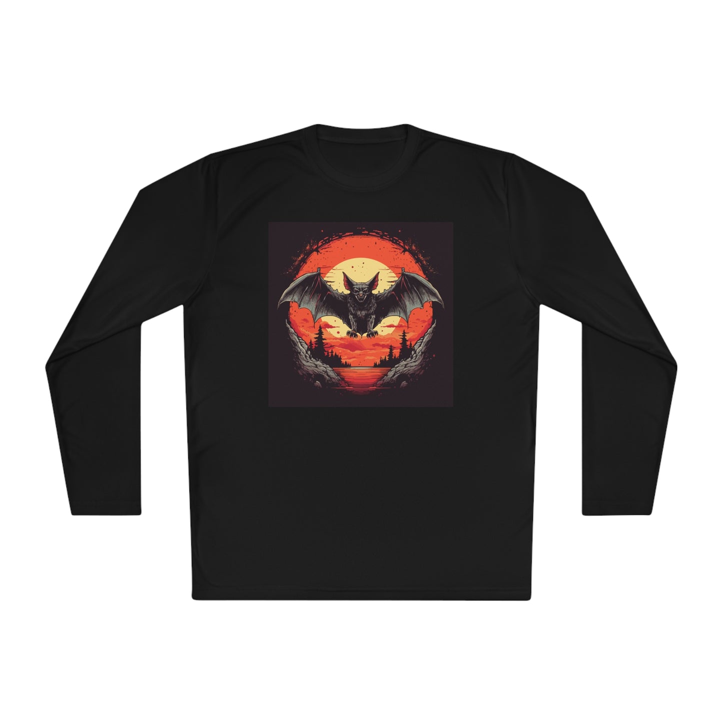 Creepy Bats Over Moon 15 Adult Long Sleeve Tee