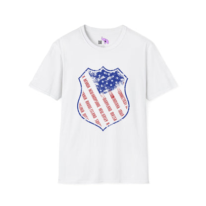 Badge-Shaped American Flag w/States Adult T-Shirt