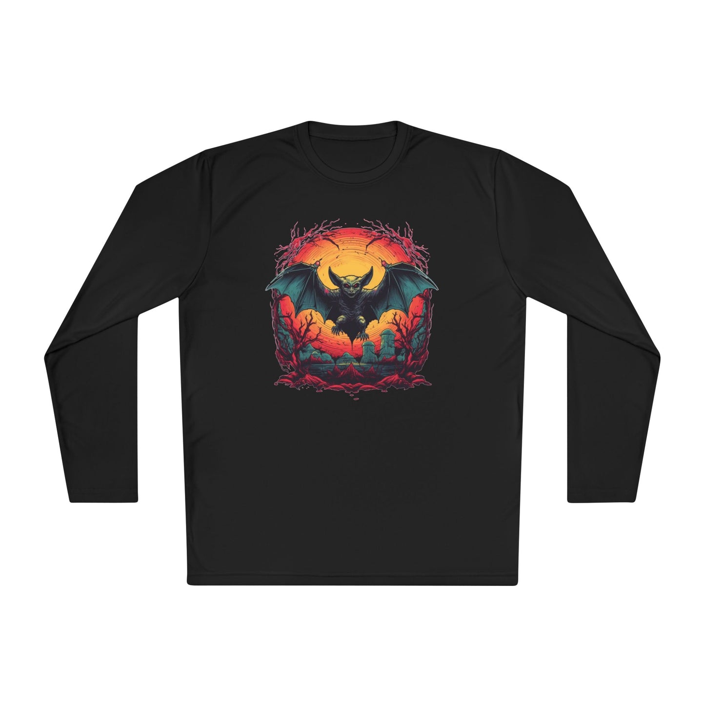 Creepy Bats Over Moon 13 Adult Long Sleeve Tee