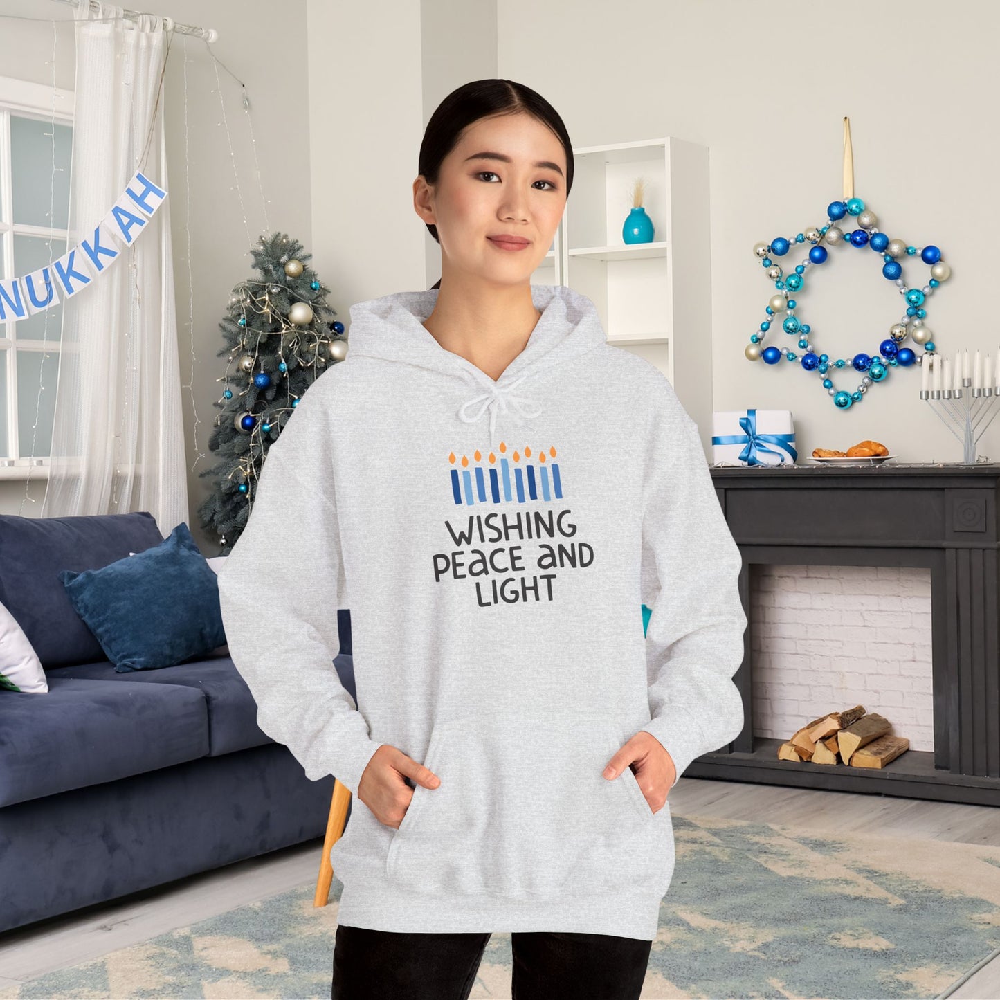 Hanukkah Wishing Peace & Light Adult Heavy Blend™ Hooded Sweatshirt