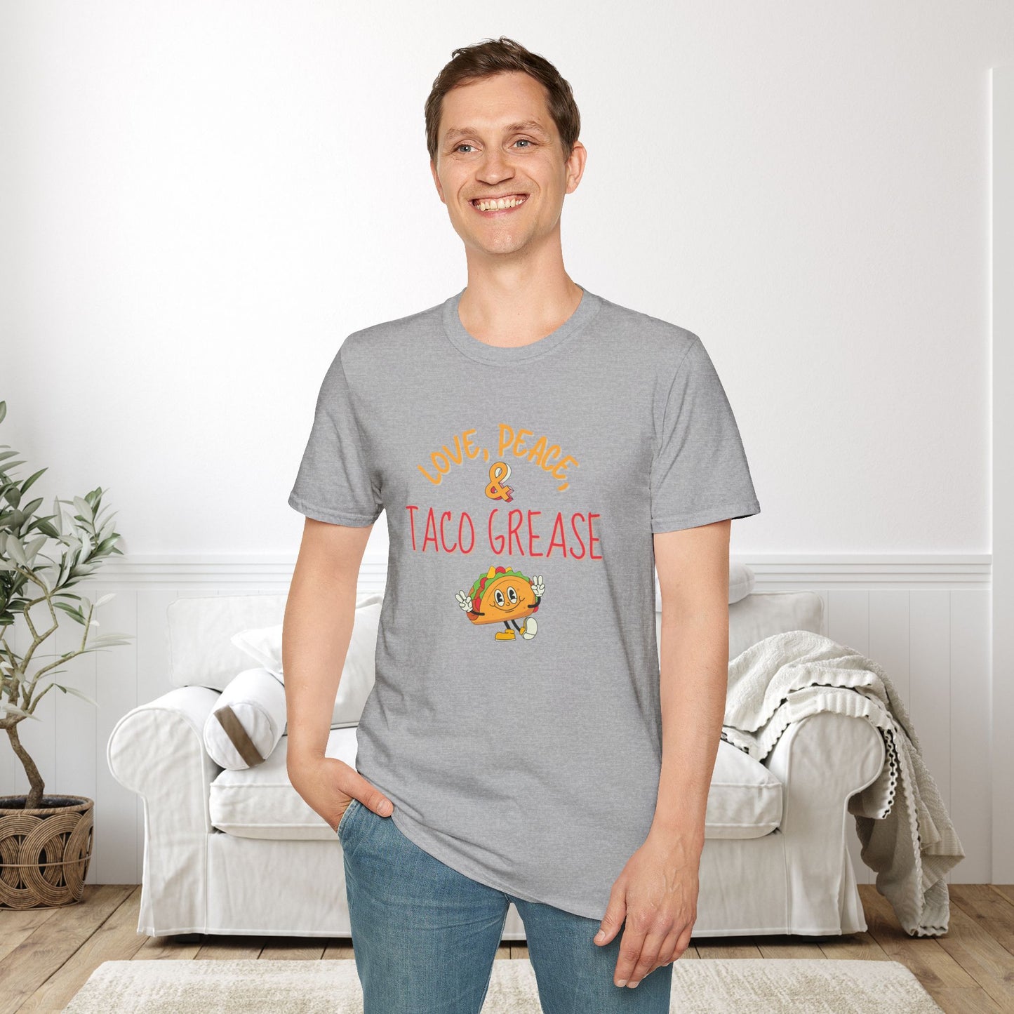 Love, Peace, & Taco Grease Adult T-shirt
