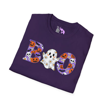 Cute Floral Boo w/Ghost Adult T-shirt