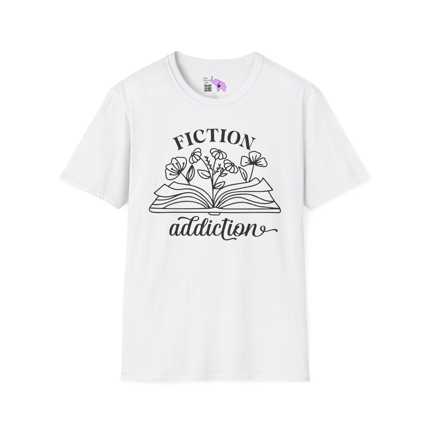 Fiction Addiction (Flowers, Open Book) Adult T-shirt