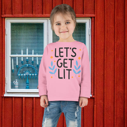 Hanukkah Let's Get Lit Toddler Long Sleeve Tee