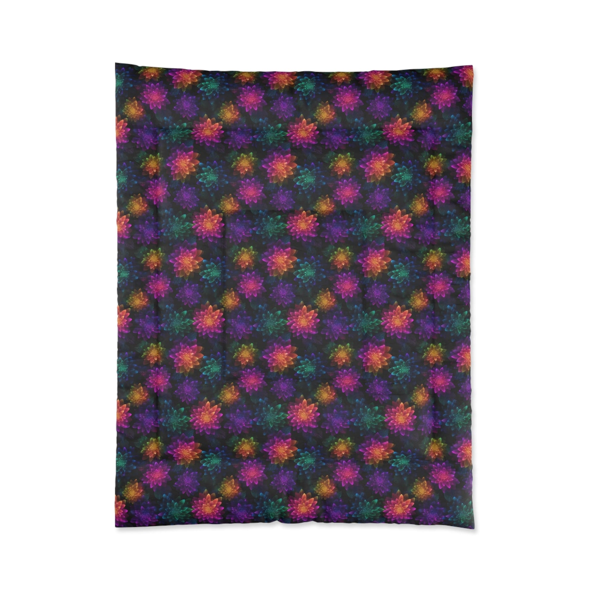 Neon Lotus Blooms Comforter