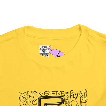 I Am Five Typography Toddler Tee