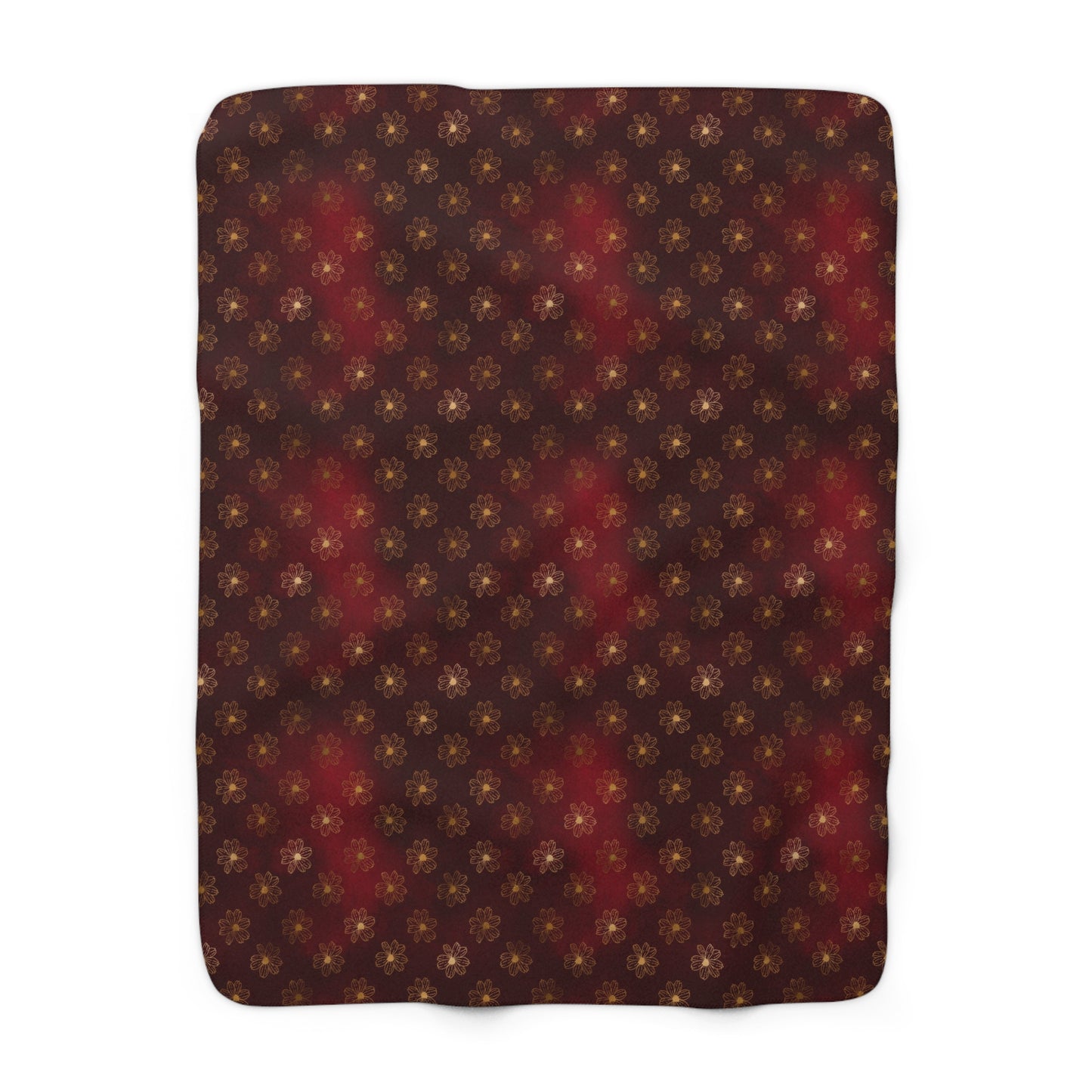 Crimson Gilded Daisies Fleece Blanket