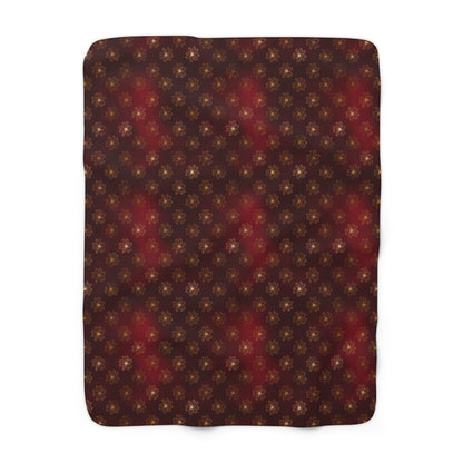Crimson Gilded Daisies Fleece Blanket