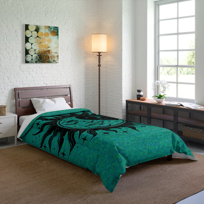 Sun & Moon Over Teal Comforter