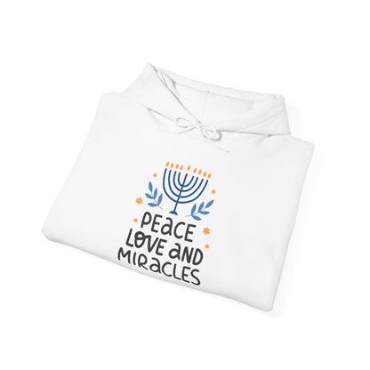 Hanukkah Peace Love & Miracles 1 Heavy Blend™ Hooded Sweatshirt