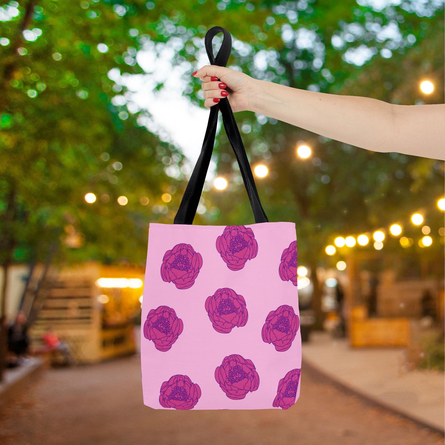Rosy Dream Peonies Canvas Tote Bag