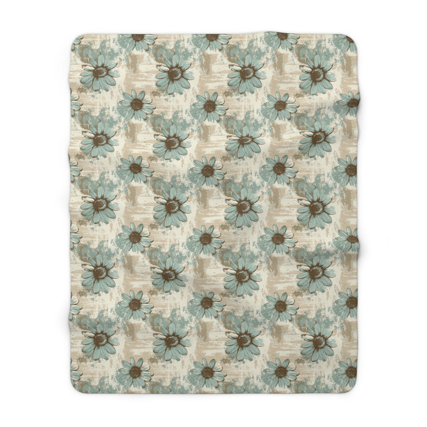 Rustic Teal Daisy Fleece Blanket