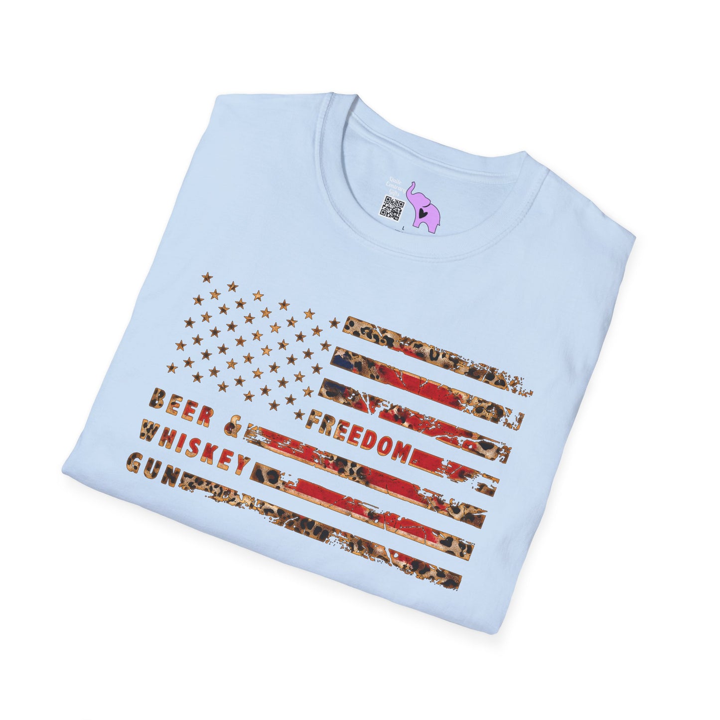 Freedom, Beer & Whiskey, Guns American Flag Adult T-shirt