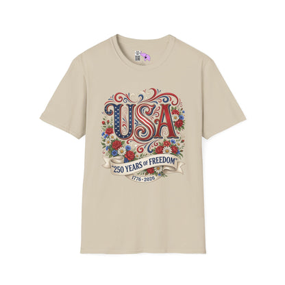 Floral USA 250 Years of Freedom Adult T-shirt