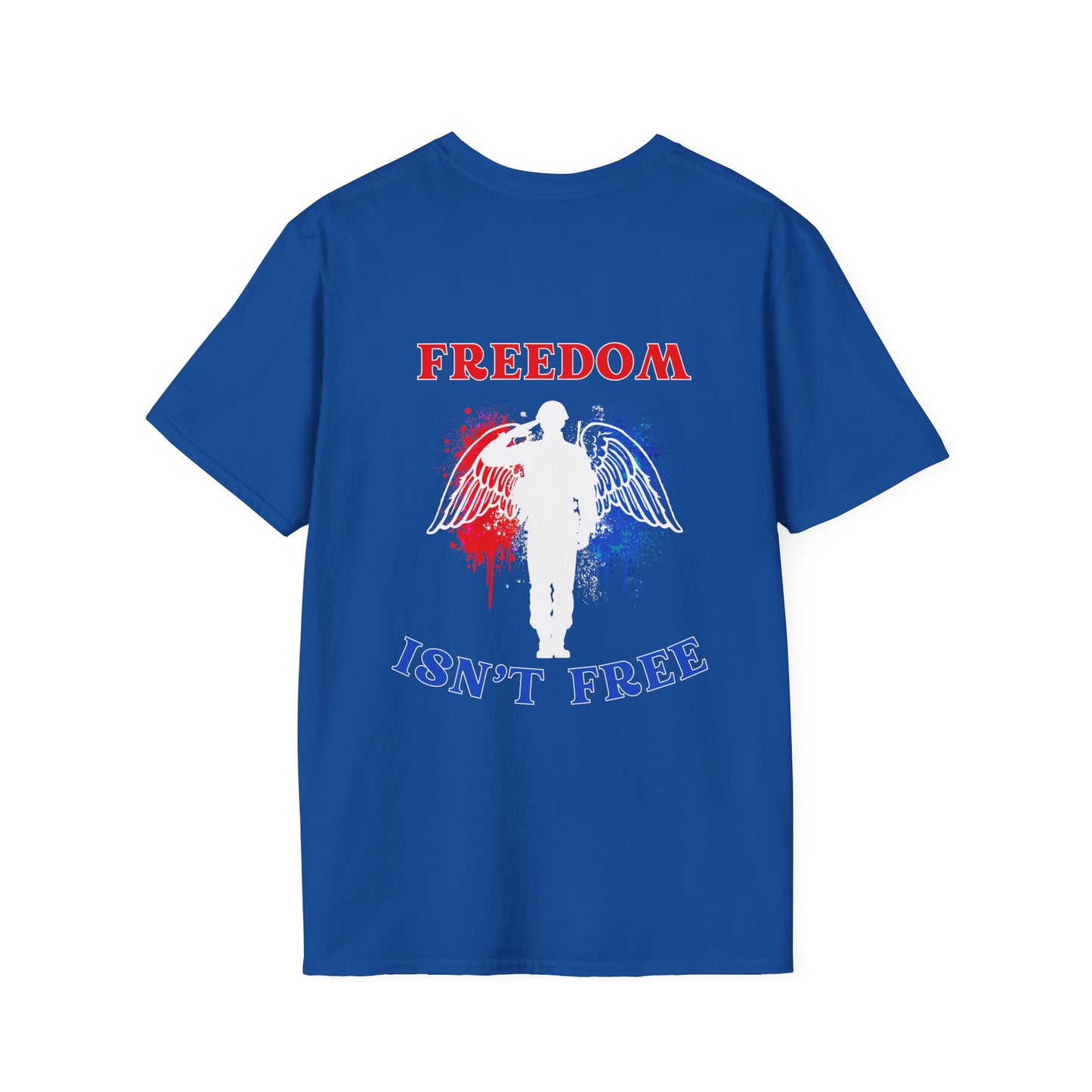 Freedom Isn't Free Saluting Soldier w/Wings Adult T-shirt