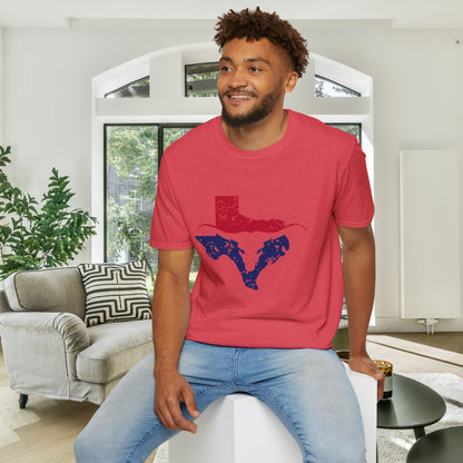 Red & Blue Texas Longhorn Adult Tshirt