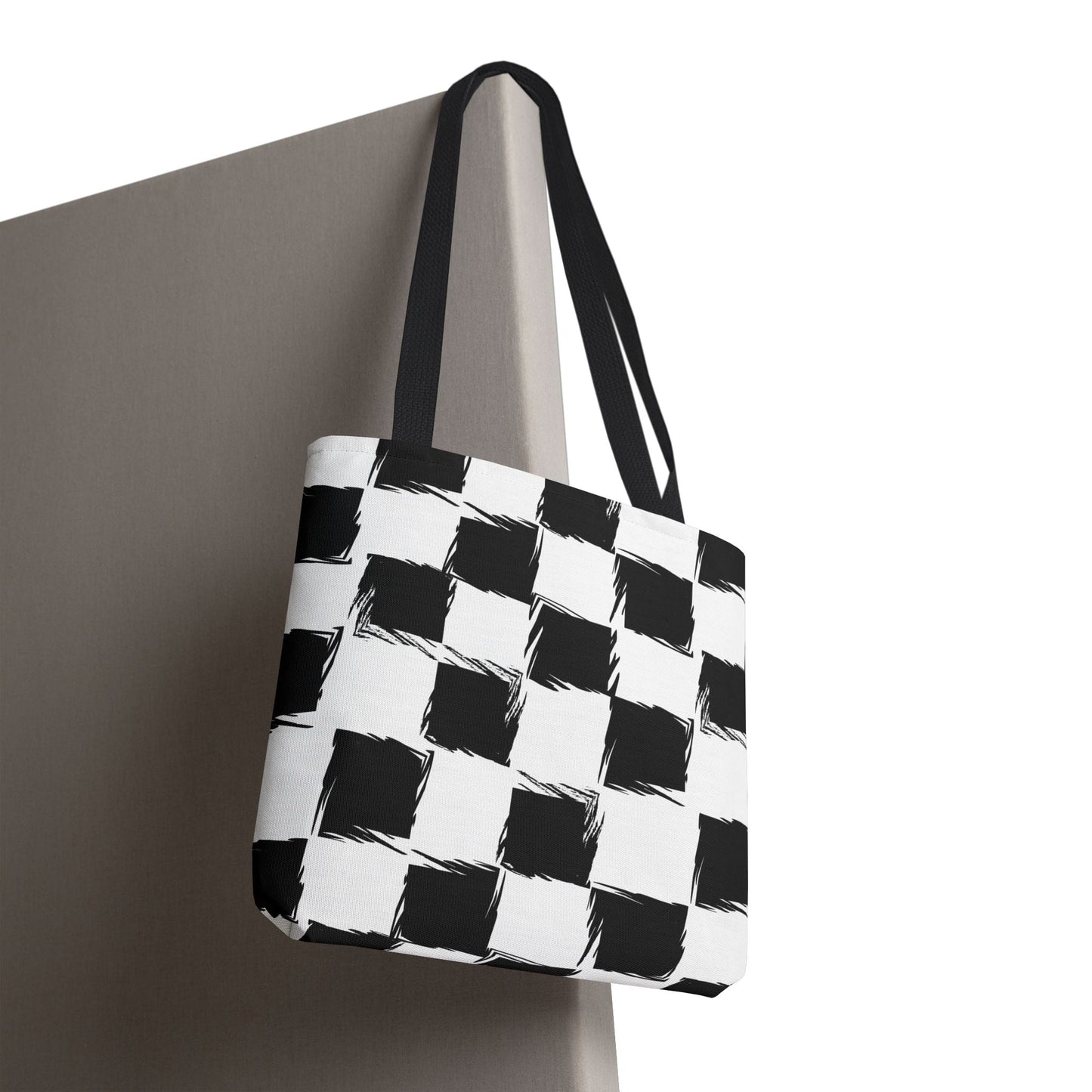 Distorted Check Canvas Tote Bag