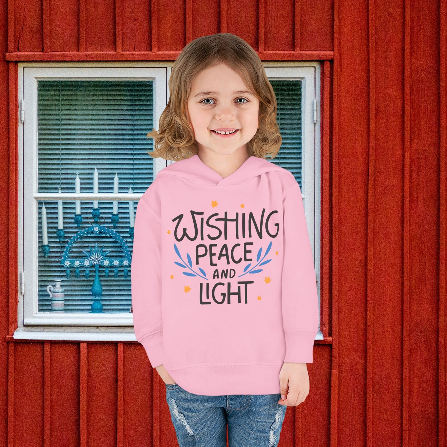 Hanukkah Wishing Peace & Light 3 Toddler Pullover Fleece Hoodie