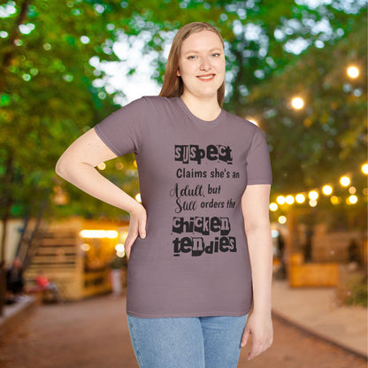 Suspect Claims She's An Adult But Still Orders The Chicken Tendies Adult T-shirt