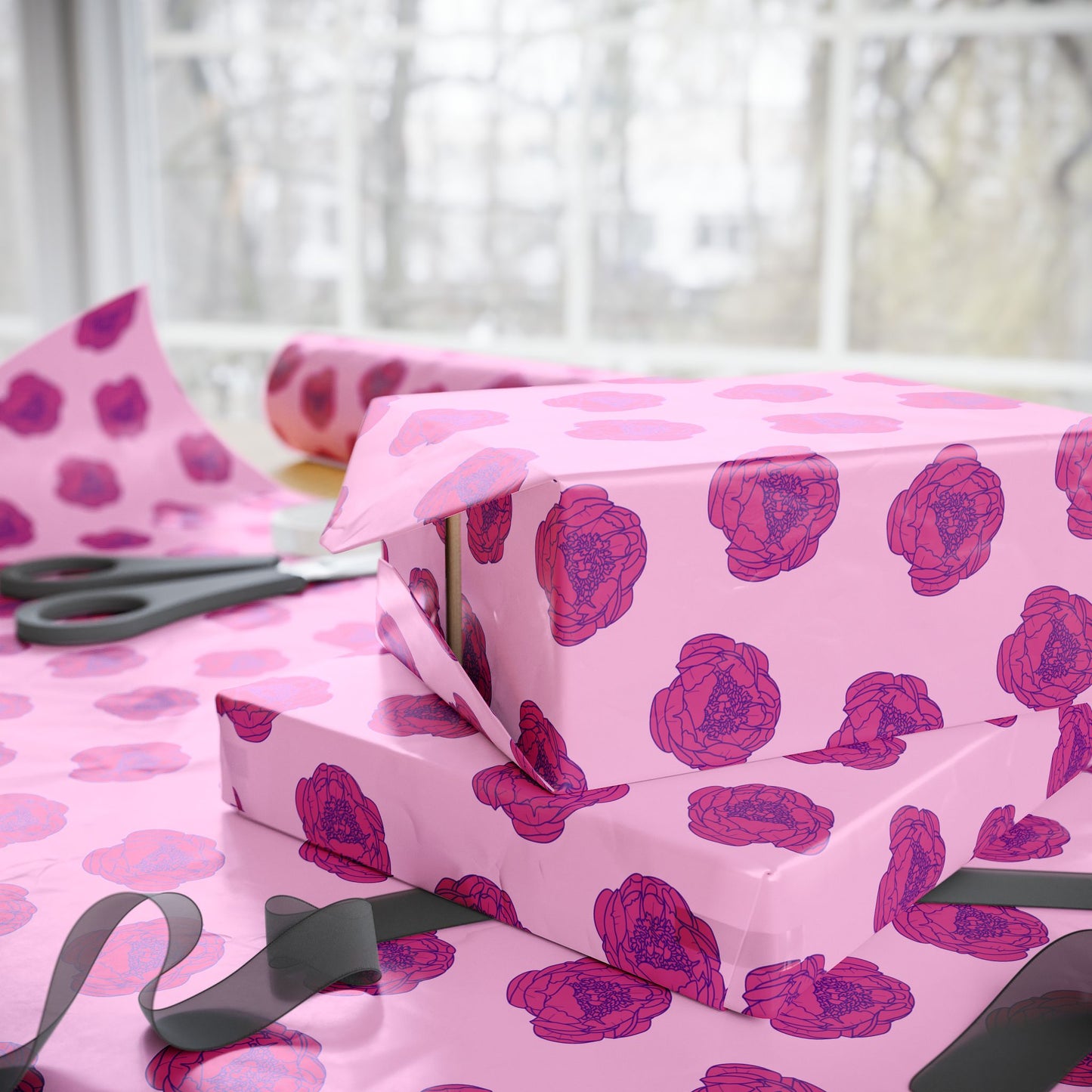 Rosy Dream Peonies Wrapping Paper