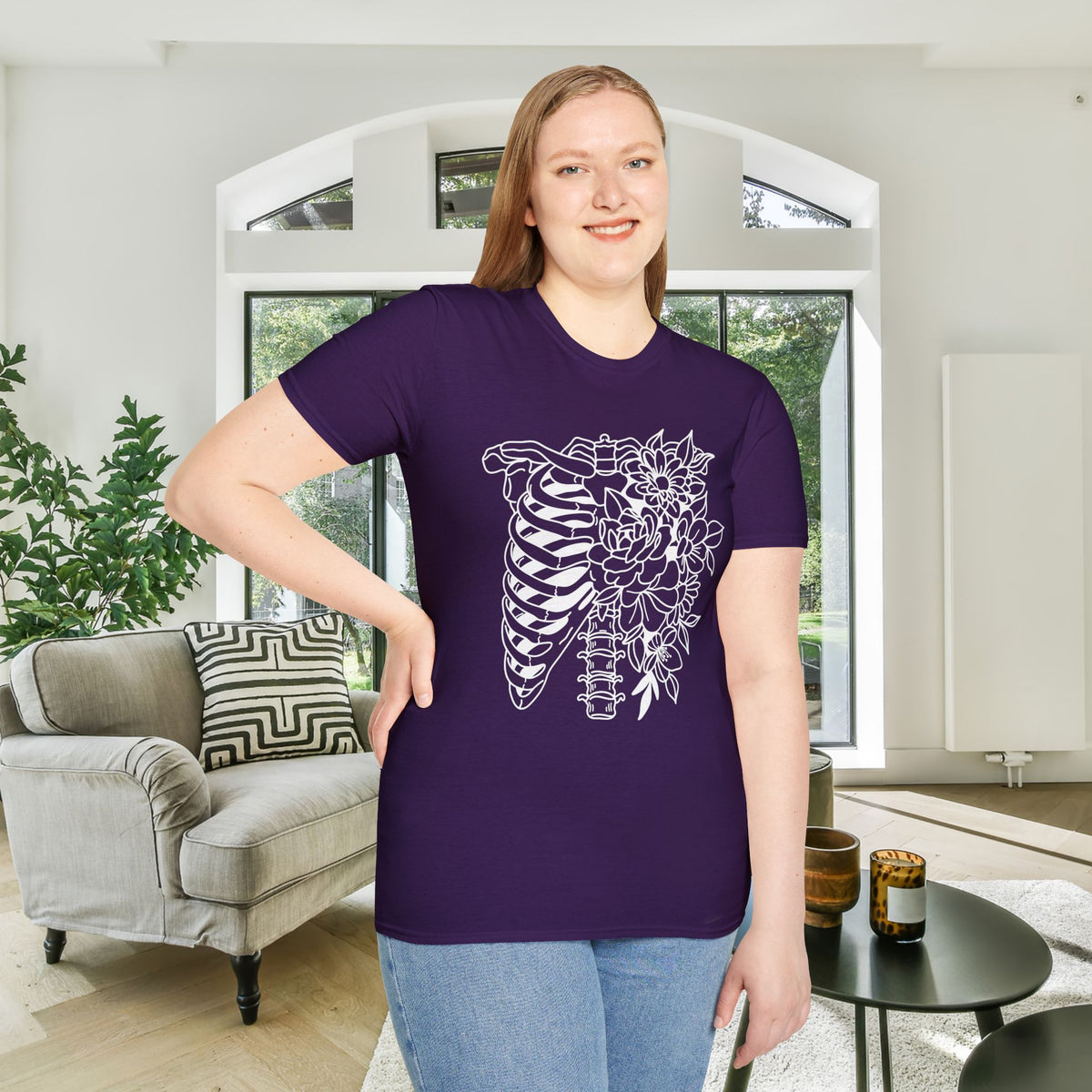 Floral Ribcage Adult T-shirt