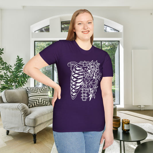 Floral Ribcage Adult T-shirt