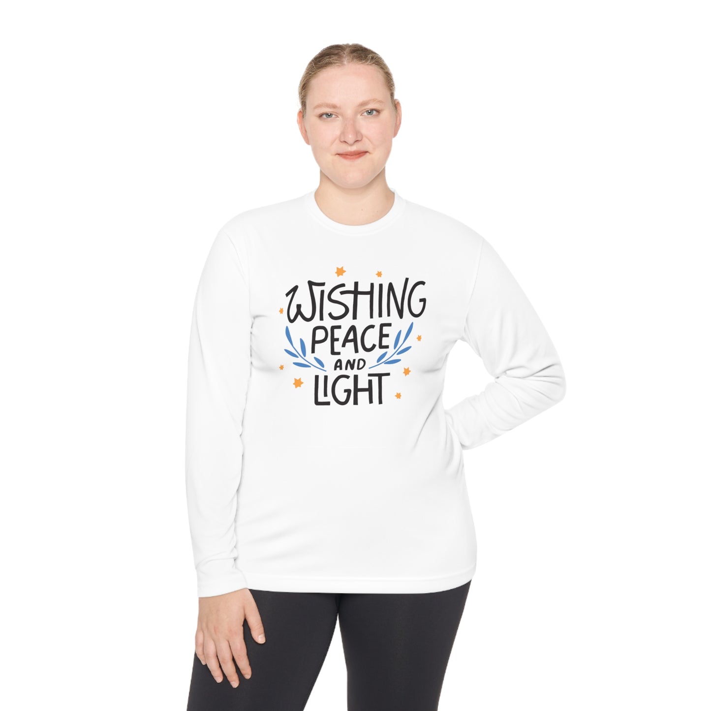 Hanukkah Wishing Peace & Light 3 Adult Long Sleeve Tee