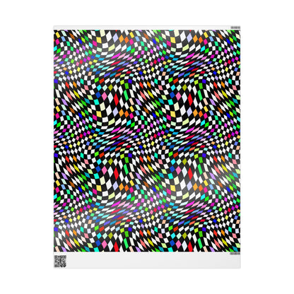 Warped Colorful Checkered Wrapping Paper