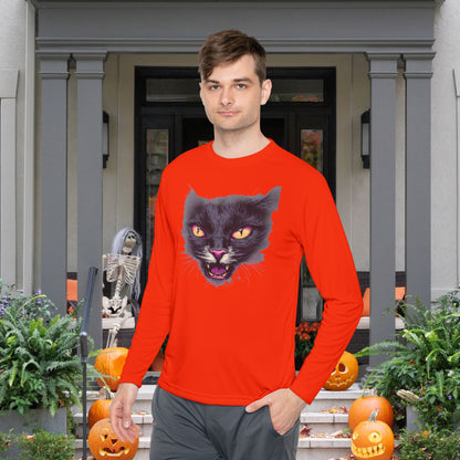 Black Cat Face Adult Long Sleeve Tee