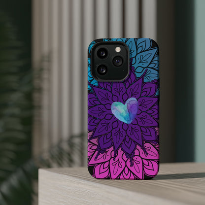 Colorful Mandala w/Heart MagSafe® Compatible Tough Case for iPhone