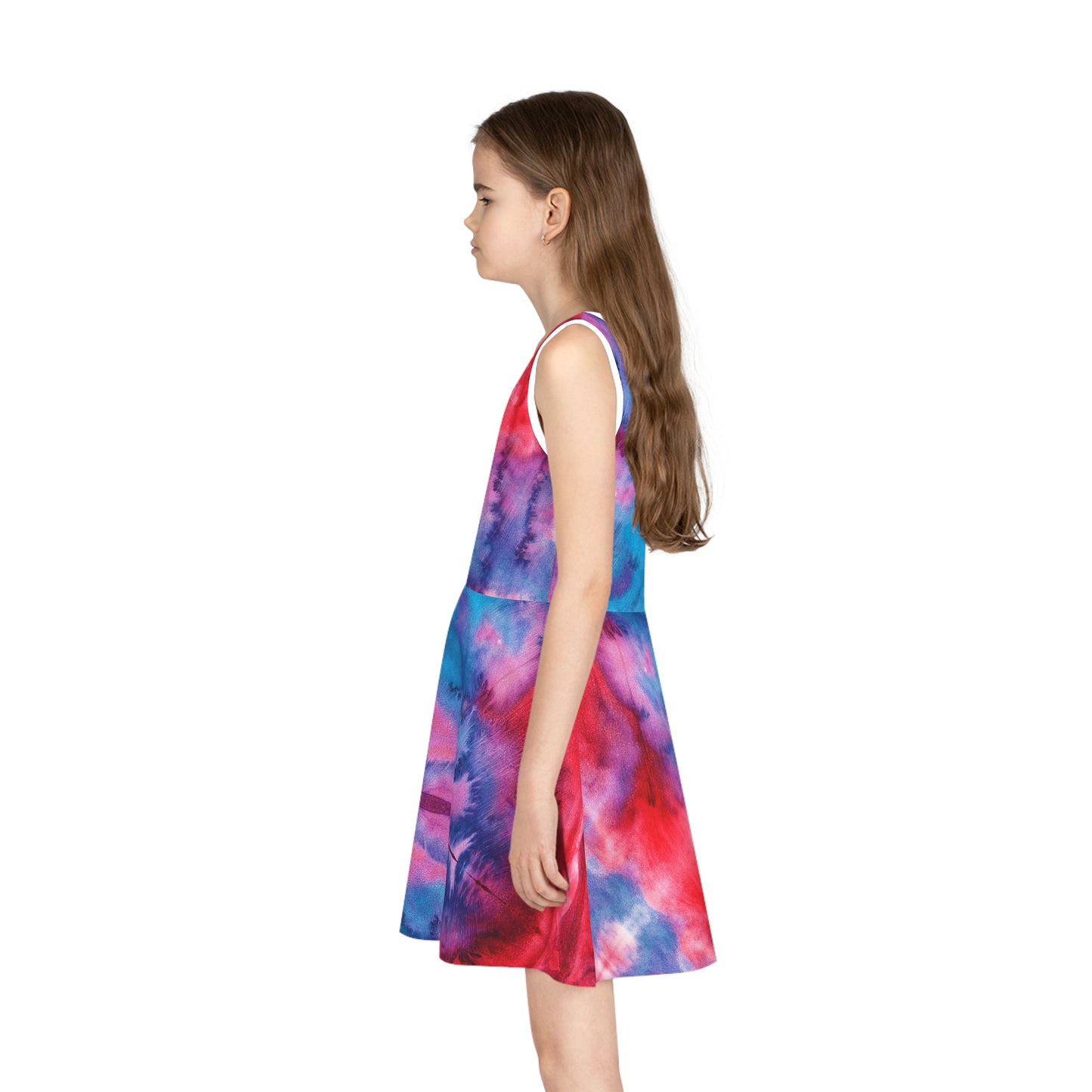 Red & Blue Tie Dye Sleeveless Sundress