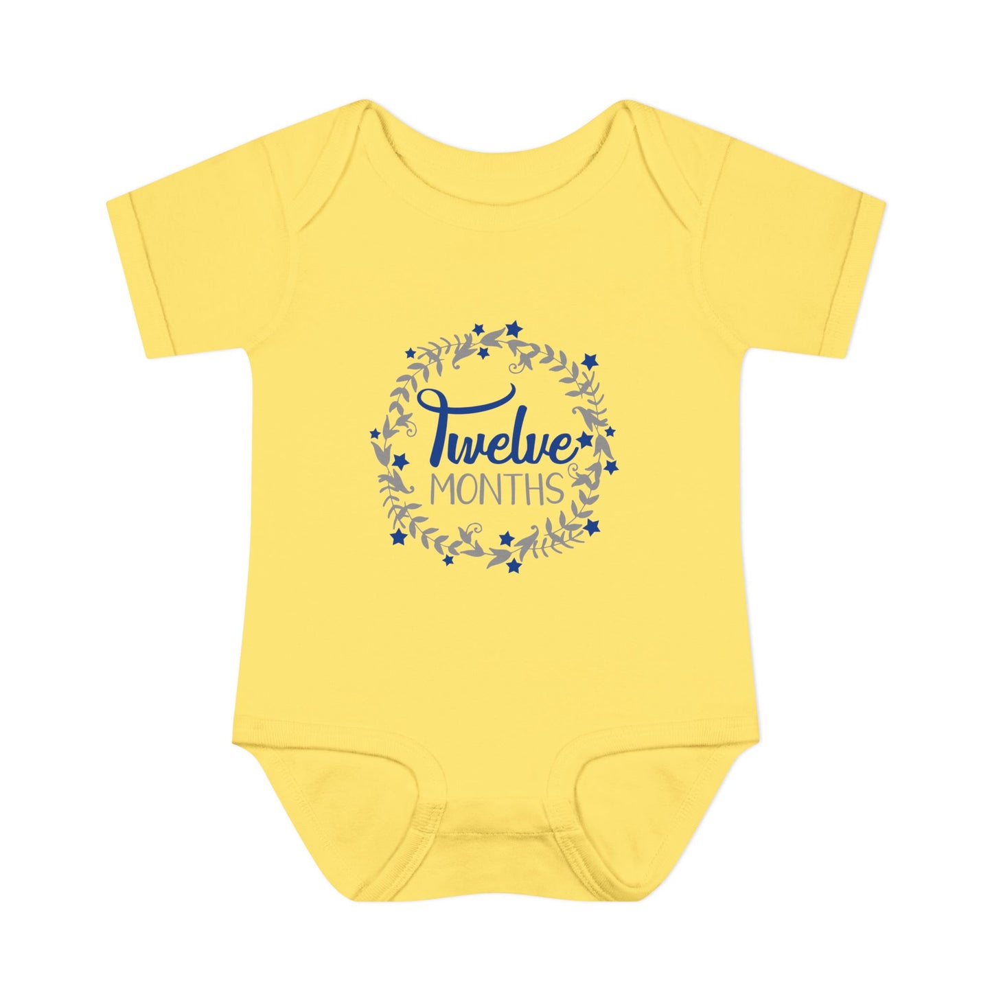 Blue Milestone Wreath Onesie-Twelve Months
