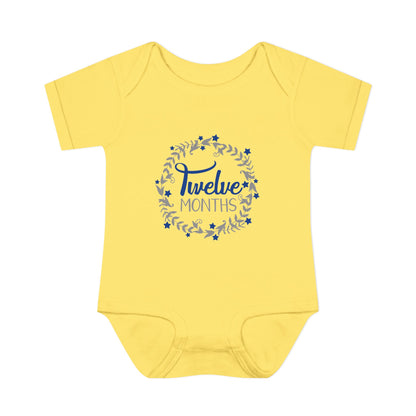 Blue Milestone Wreath Onesie-Twelve Months