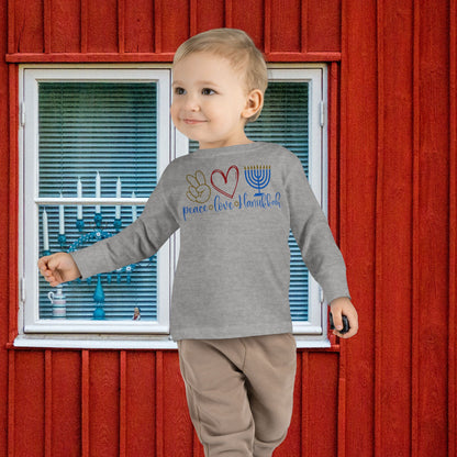 Peace Love Hanukkah Toddler Long Sleeve Tee