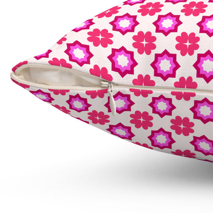 Rosy Star Garden Throw Pillow
