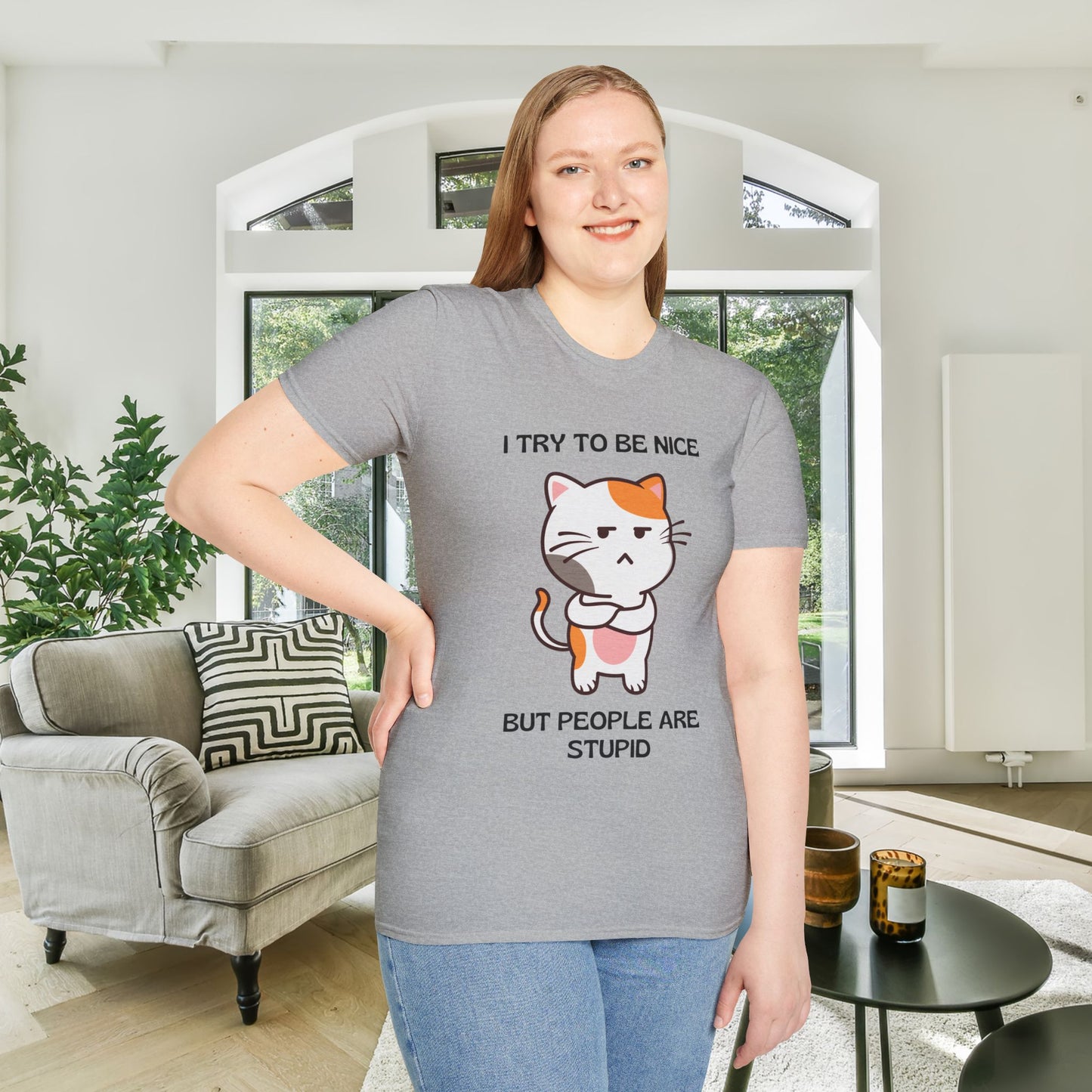 I Try To Be Nice But People Are Stupid Adult T-shirt