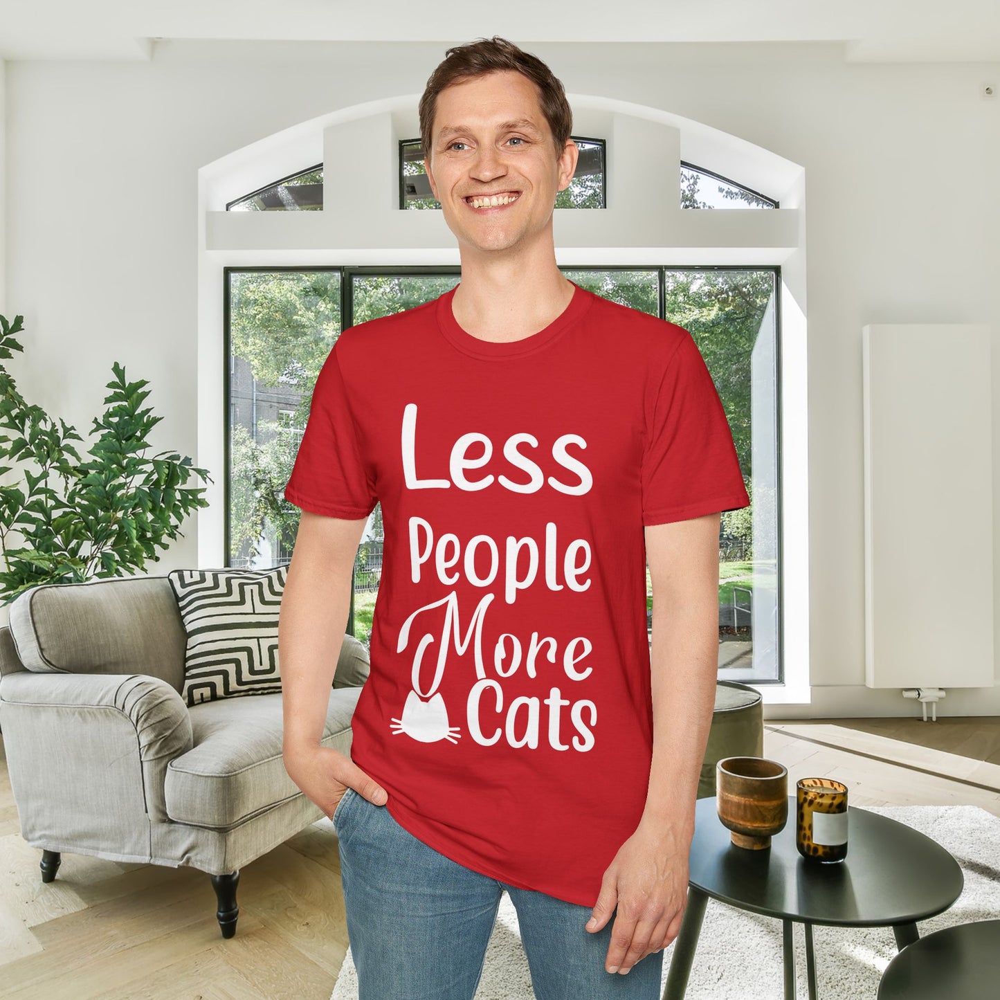 Less People More Cats Adult T-shirt