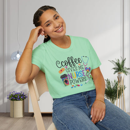 Coffee Gives Me Nurse Powers Adult T-shirt