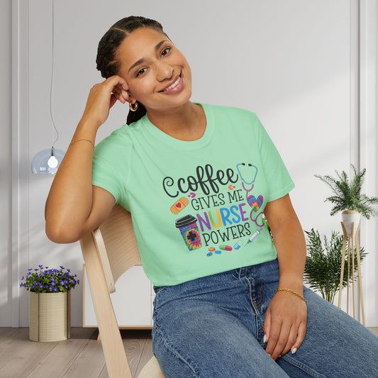 Coffee Gives Me Nurse Powers Adult T-shirt
