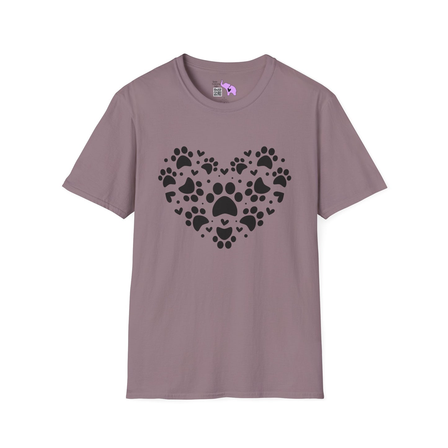 Paw Print Heart Adult T-shirt