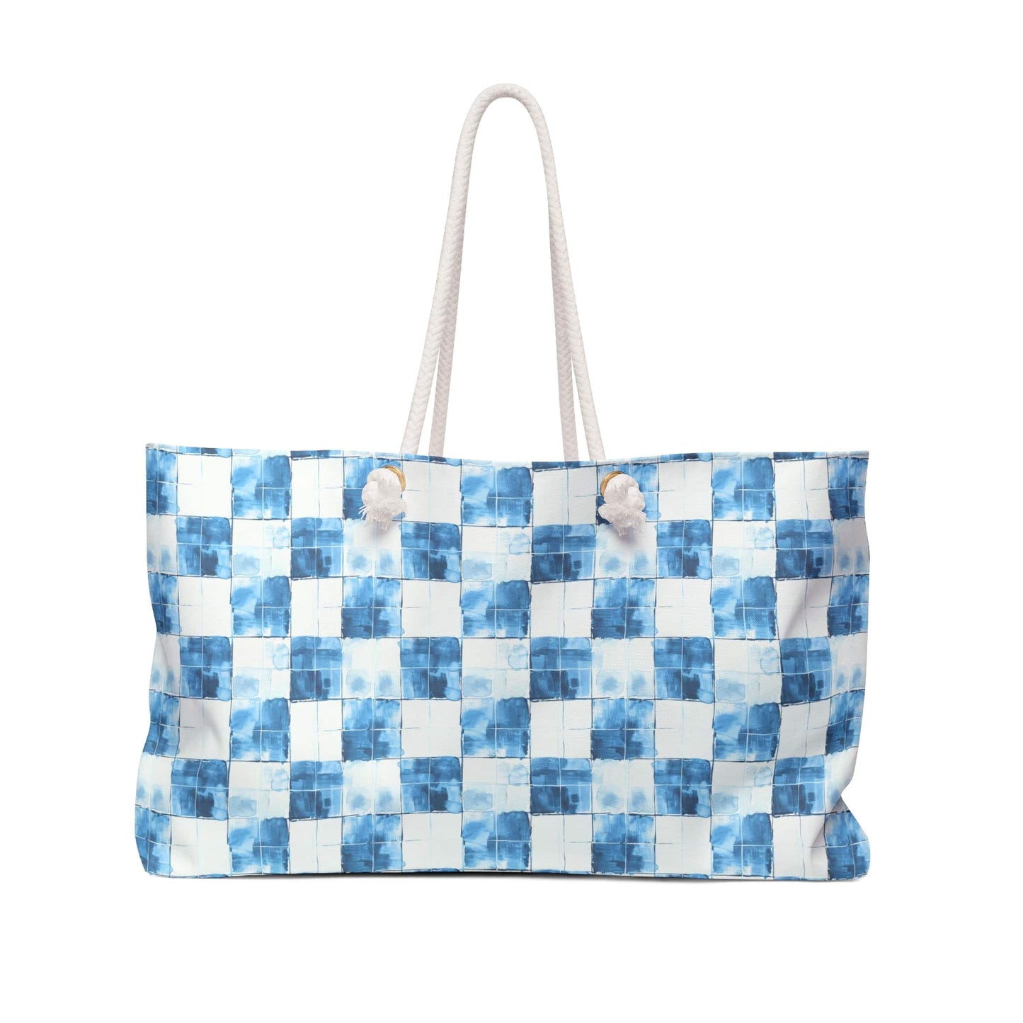 Cozy Blue Checkered Weekender Bag
