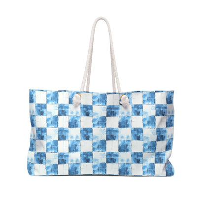 Cozy Blue Checkered Weekender Bag