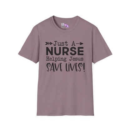 Just A Nurse Helping Jesus Save Lives Adult T-shirt